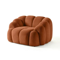 Fauteuil de salon terracotta design arrondi ONDA