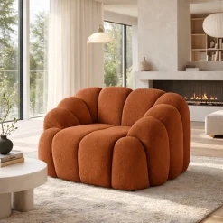 Fauteuil de salon terracotta design arrondi ONDA