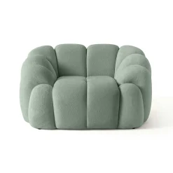 Fauteuil de salon vert sauge design arrondi ONDA