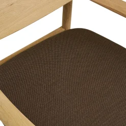 Fauteuil design scandinave chêne clair avec repose-pieds ROTTERDAM