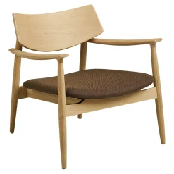 Fauteuil design scandinave chêne clair avec repose-pieds ROTTERDAM
