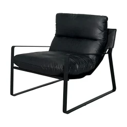 Fauteuil design tissu anthracite et métal EPIKA
