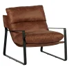 Fauteuil design tissu havane et métal EPIKA