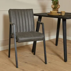 Fauteuil de table anthracite à bandes (lot de 2) CORTINA