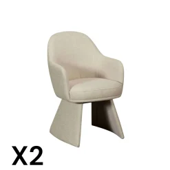 Fauteuil de table beige à assise rembourrée (lot de 2) TREVI