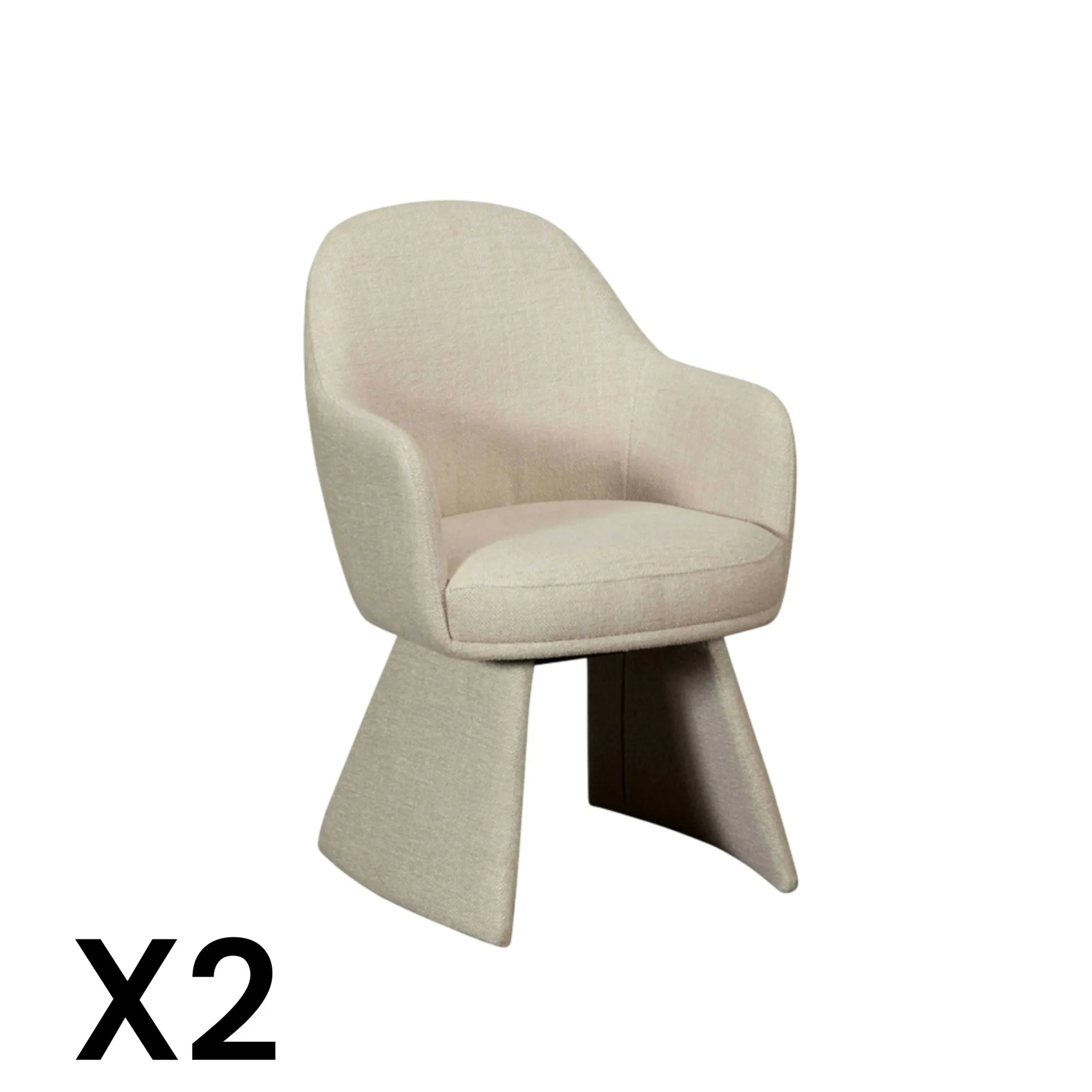 Fauteuil de table beige à assise rembourrée (lot de 2) TREVI