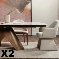 Fauteuil de table beige à assise rembourrée (lot de 2) TREVI