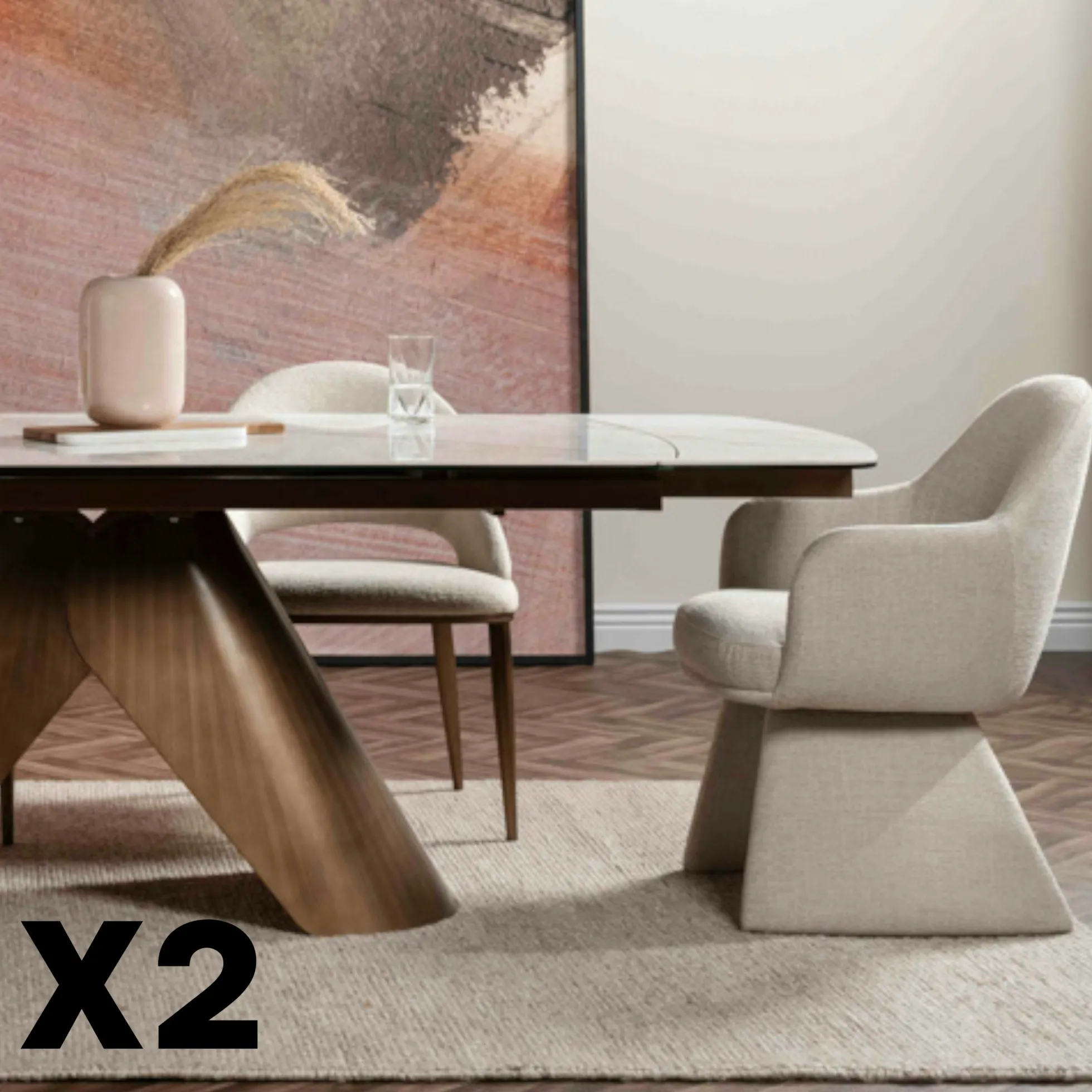 Fauteuil de table beige à assise rembourrée (lot de 2) TREVI