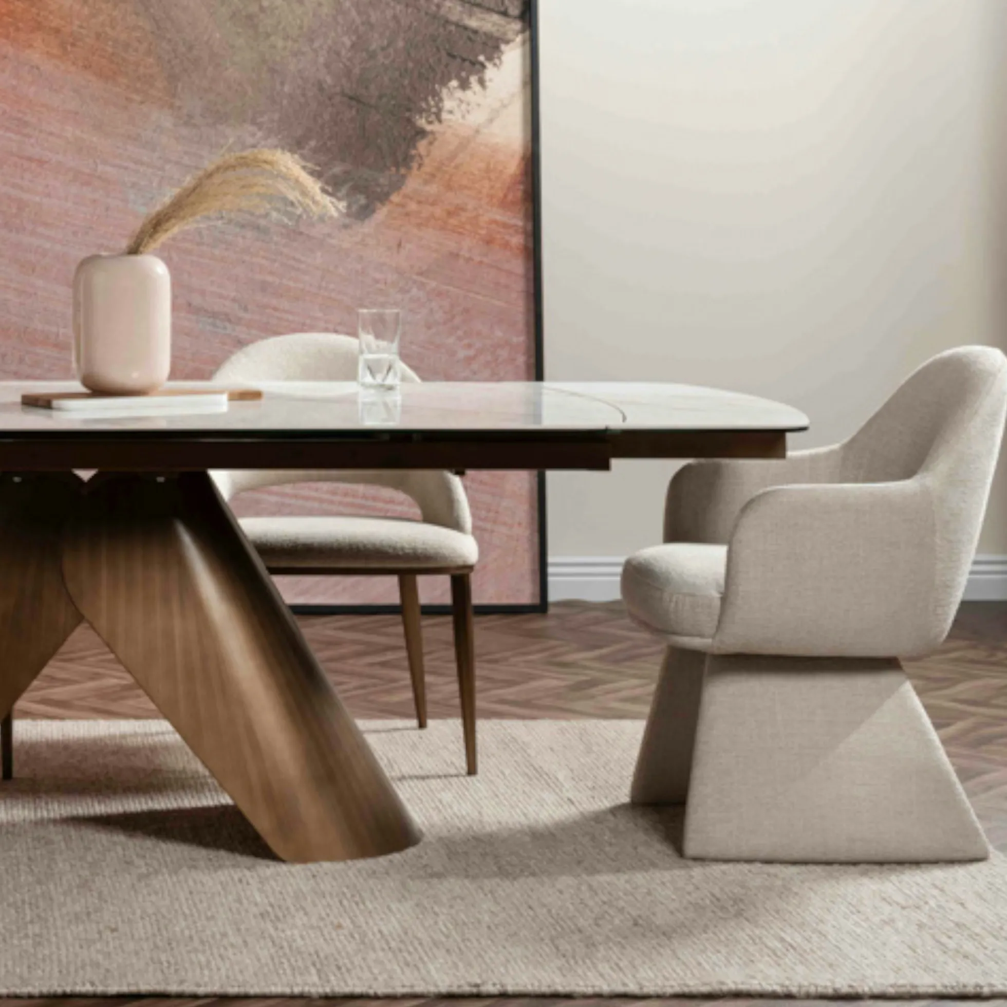 Fauteuil de table beige à assise rembourrée (lot de 2) TREVI