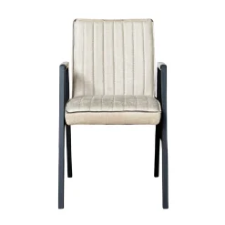 Fauteuil de table beige à bandes (lot de 2) CORTINA