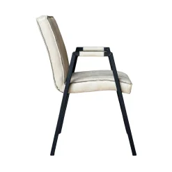 Fauteuil de table beige à bandes (lot de 2) CORTINA
