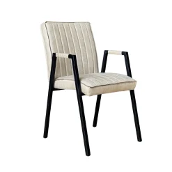 Fauteuil de table beige à bandes (lot de 2) CORTINA