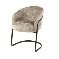 Fauteuil de table beige bouclette pied luge bronze (lot de 2) ASCOLI