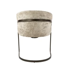 Fauteuil de table beige bouclette pied luge bronze (lot de 2) ASCOLI