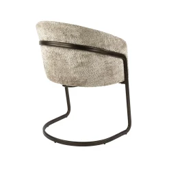 Fauteuil de table beige bouclette pied luge bronze (lot de 2) ASCOLI