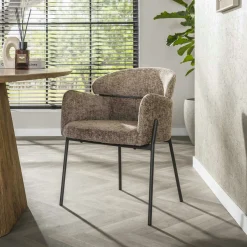 Fauteuil de table beige chaud dossier rond (lot de 2) GALWAY