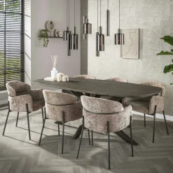 Fauteuil de table beige chaud dossier rond (lot de 2) GALWAY