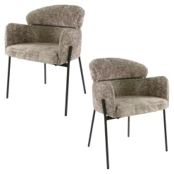 Fauteuil de table beige chaud dossier rond (lot de 2) GALWAY
