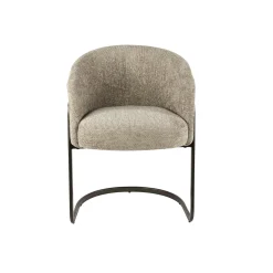 Fauteuil de table beige chenille pied luge bronze (lot de 2) ASCOLI