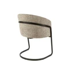 Fauteuil de table beige chenille pied luge bronze (lot de 2) ASCOLI