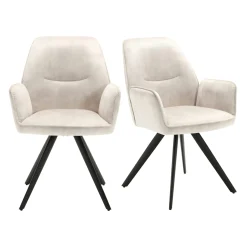 Fauteuil de table beige clair moderne (lot de 2) CORTINA