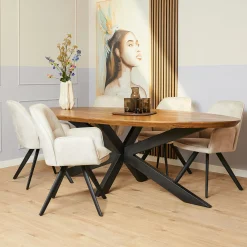 Fauteuil de table beige clair moderne (lot de 2) CORTINA