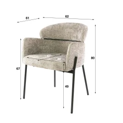 Fauteuil de table beige dossier rond (lot de 2) GALWAY