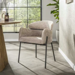 Fauteuil de table beige dossier rond (lot de 2) GALWAY