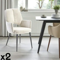 Fauteuil de table beige à dossier ouvert (lot de 2) LIGURIE