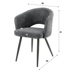 Fauteuil de table beige en bouclette style design (lot de 2) GALWAY