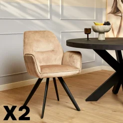 Fauteuil de table beige moderne (lot de 2) CORTINA