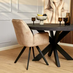 Fauteuil de table beige moderne (lot de 2) CORTINA