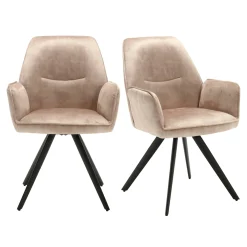 Fauteuil de table beige moderne (lot de 2) CORTINA
