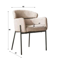 Fauteuil de table beige sable en bouclette dossier haut (lot de 2) GALWAY