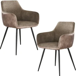 Fauteuil de table beige sable bi-matière (lot de 2) GALWAY