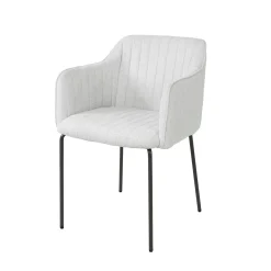 Fauteuil de table blanc en tissu à larges côtes (lot de 2) NOVA