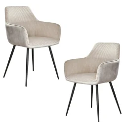 Fauteuil de table blanc gris bi-matière (lot de 2) GALWAY