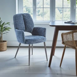Fauteuil de table bleu à dossier ouvert (lot de 2) LIGURIE