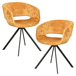 Fauteuil de table contemporain velours doré (lot de 2) FLORENCE