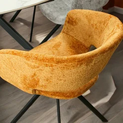 Fauteuil de table contemporain velours doré (lot de 2) FLORENCE