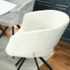Fauteuil de table contemporain velours ecru (lot de 2) FLORENCE