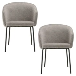 Fauteuil de table contemporain tissu gris clair (lot de 2) TIM