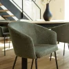 Fauteuil de table contemporain tissu vert olive (lot de 2) TIM
