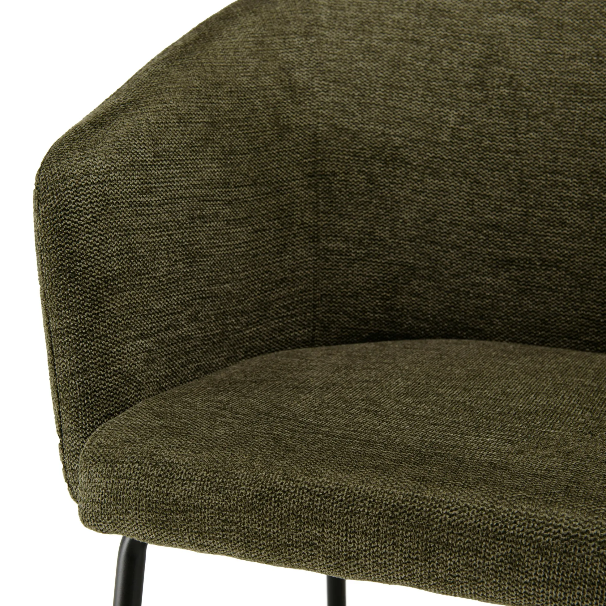 Fauteuil de table contemporain tissu vert olive (lot de 2) TIM