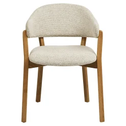Fauteuil de table en bois et tissu beige (lot de 2) AMSTERDAM