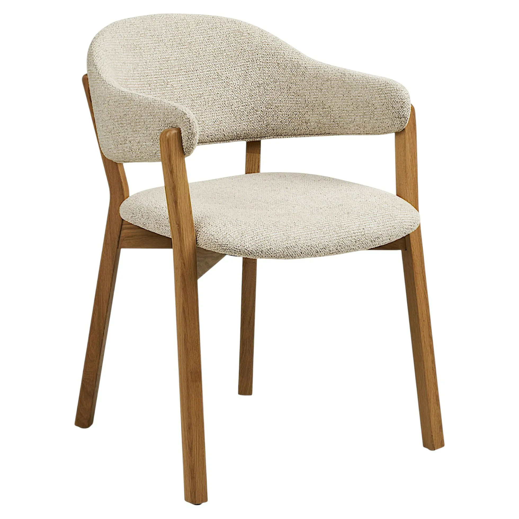 Fauteuil de table en bois et tissu beige (lot de 2) AMSTERDAM