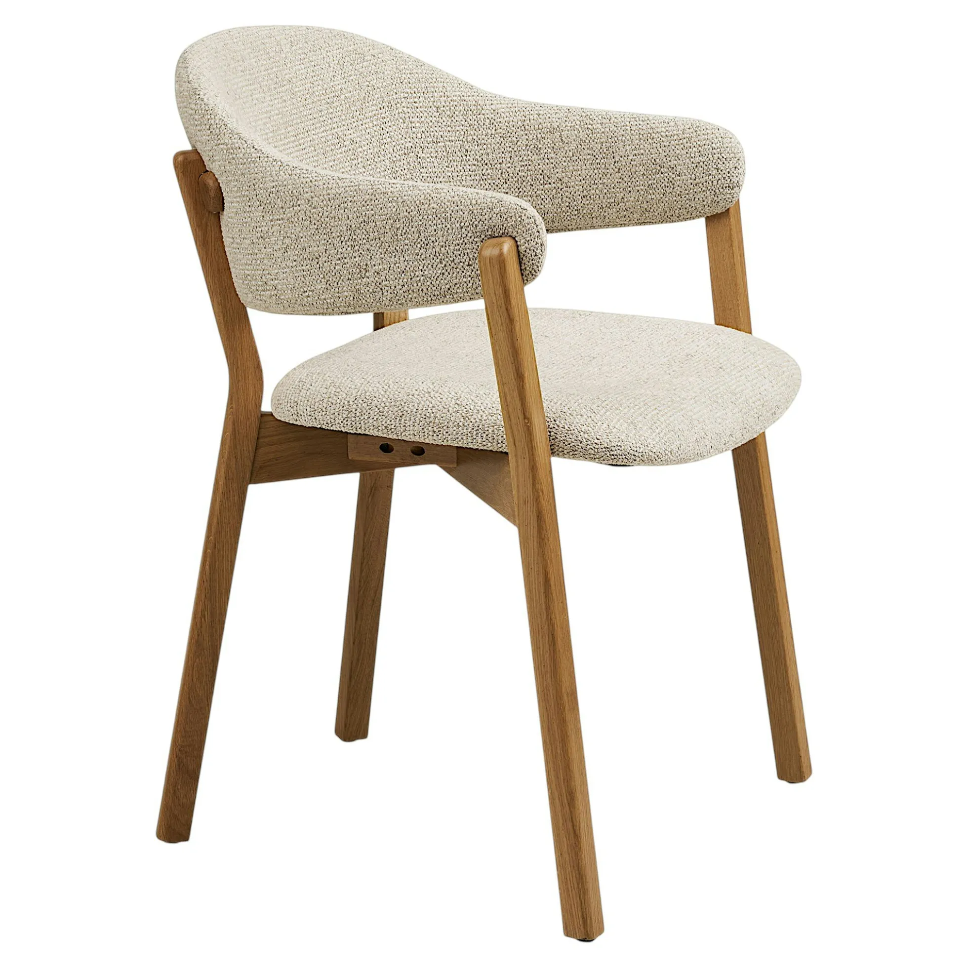 Fauteuil de table en bois et tissu beige (lot de 2) AMSTERDAM