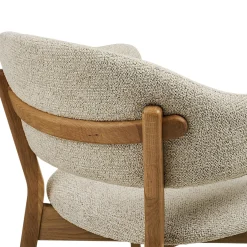 Fauteuil de table en bois et tissu beige (lot de 2) AMSTERDAM