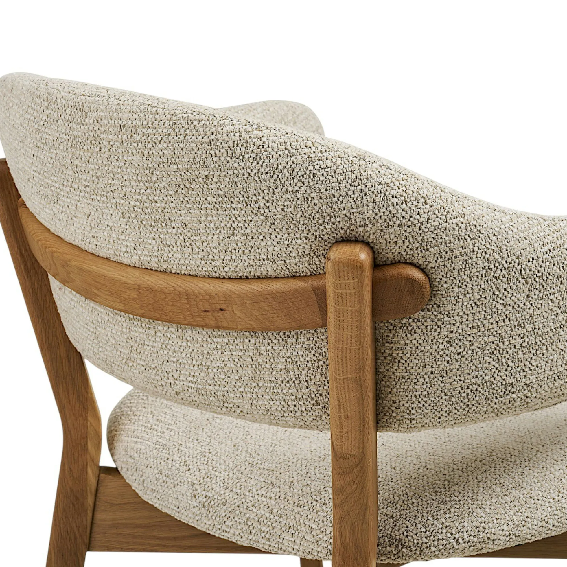 Fauteuil de table en bois et tissu beige (lot de 2) AMSTERDAM
