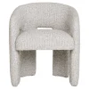 Fauteuil de table en tissu chiné beige TULSA